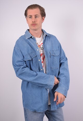 VINTAGE VALENTINO DENIM SHIRT BLUE