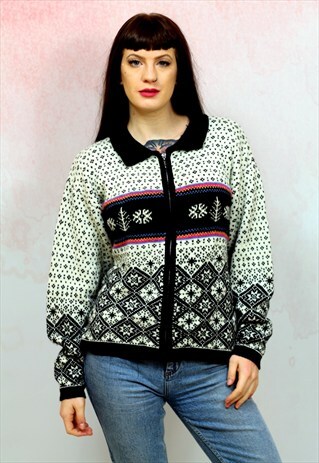 1980S VINTAGE ICELANDIC SNOWFLAKE CHRISTMAS KNITWEAR
