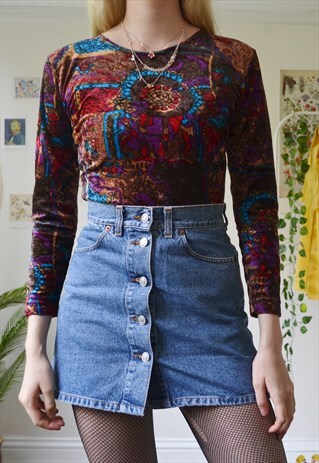 VINTAGE VELVET BODY SUIT TOP
