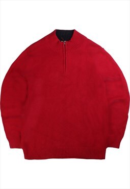 Vintage  L.L.Bean Jumper / Sweater Quarter Zip Knitted Red