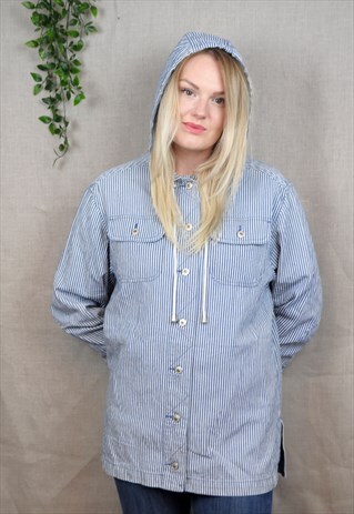 NAVY STRIPED HOODED JACKET
