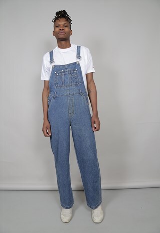 VINTAGE BLUE 90'S NO BOUNDARIES MID-WASH DUNGAREES