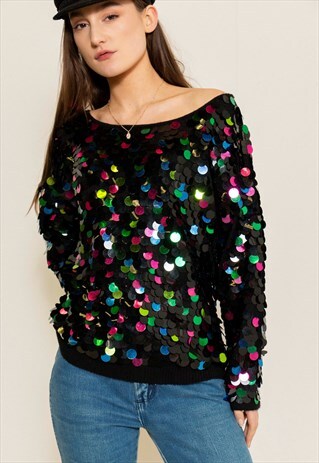 VINTAGE 90S RAINBOW SEQUIN JUMPER