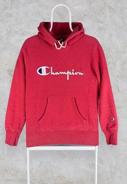 Vintage Red Champion Reverse Weave Hoodie Mens Small