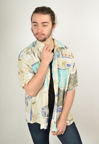 VINTAGE ABSTRACT CRAZY PATTERNED SHIRT