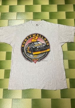 Vintage 90s 1993 Rusty Wallace Miller Racing NASCAR T-Shirt