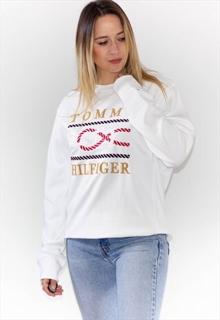 NEW TOMMY HILFIGER NAUTICAL GOLD LOGO SWEATSHIRT