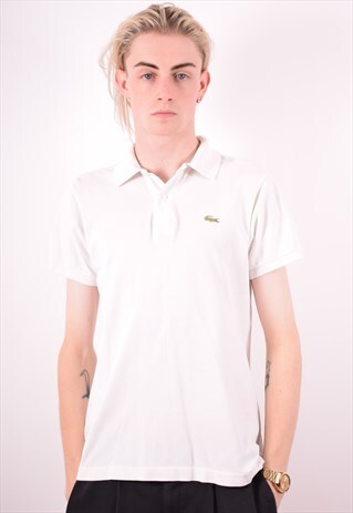 LACOSTE MENS VINTAGE POLO SHIRT XS WHITE 90S