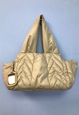 Y2K Vintage Quilted Bag Beige Padded 