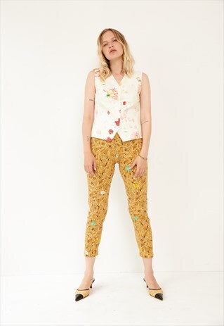 VINTAGE RARE SILK FLORAL WAIST COAT
