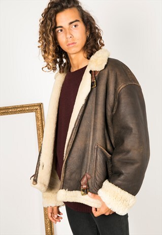 VINTAGE 80S AVIATOR LEATHER JACKET / R014