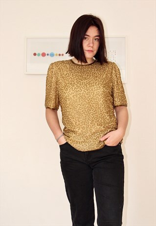 BEADED GOLD EVENING TOP