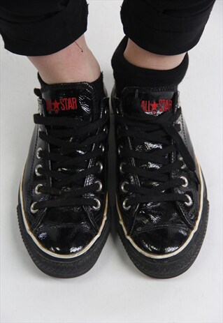 VINTAGE CONVERSE PATENT BLACK TRAINERS
