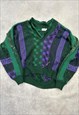 VINTAGE KNITTED JUMPER ABSTRACT PATTERNED CHUNKY SWEATER