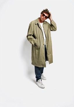 90s vintage duster trench coat men's khaki classic retro 