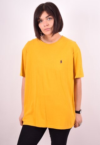 POLO RALPH LAUREN WOMENS VINTAGE T-SHIRT TOP MEDIUM YELLOW 9