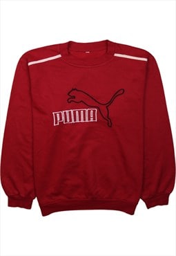 Vintage 90's Puma Sweatshirt Spellout Crew Neck Red Large