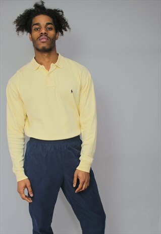 VINTAGE POLO RALPH LAUREN YELLOW LONG SLEEVE POLO SHIRT