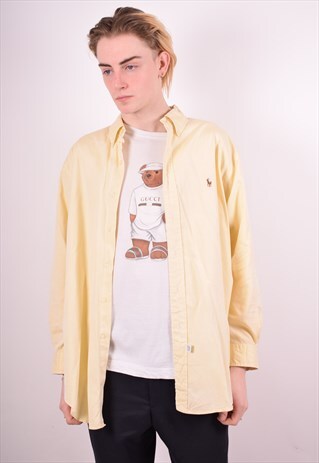RALPH LAUREN MENS VINTAGE SHIRT LARGE YELLOW 90S