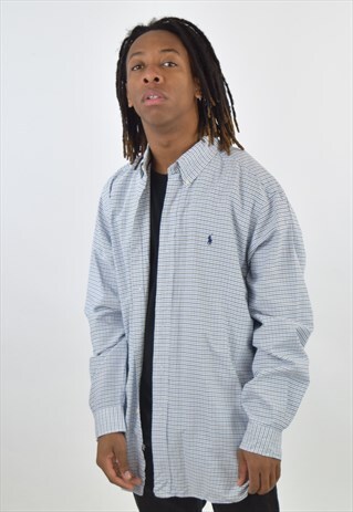VINTAGE BLUE WHITE RALPH LAUREN 90S SHIRT