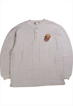 Vintage  Akwa Sweatshirt Rolling Stones Quarter Button Grey
