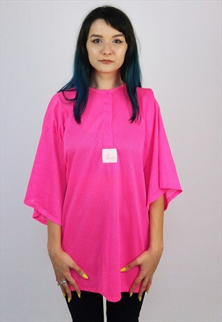 VINTAGE 80'S NEON PINK OVERSIZED JERSEY / T-SHIRT