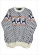 Vintage Knitted Jumper Retro Pattern Medium