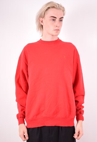 CHAMPION MENS VINTAGE SWEATSHIRT JUMPER LARGE RED 90S