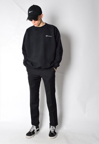 VINTAGE 90S BLACK MINIMALIST REEBOK SWEATSHIRT