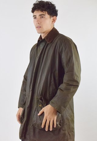 GREEN BARBOUR HOODED WAX BORDER JACKET