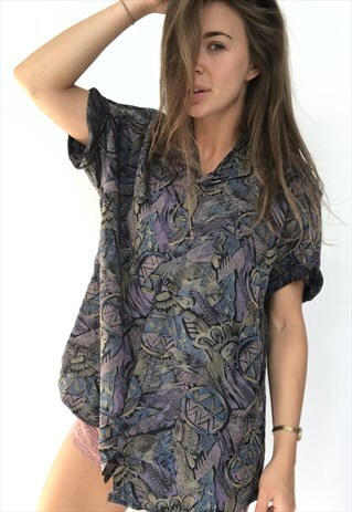 PATTERNED OVERSIZED RETRO VINTAGE UNISEX FESTIVAL SHIRT