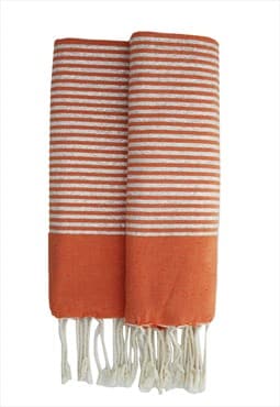 Beach Towel Orange Stripes Fouta
