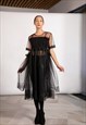 BLACK TULLE DRESS, SHEER PARTY DRESS, TULLE COCKTAIL DRESS