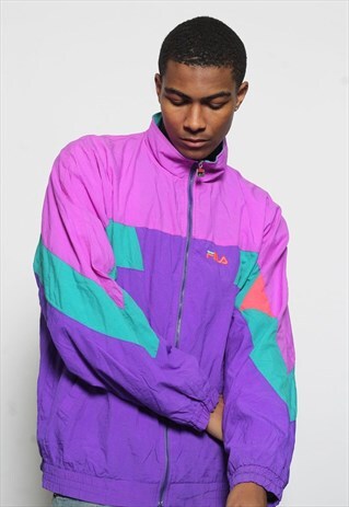 VINTAGE FILA LOGO TRACK JACKET PURPLE