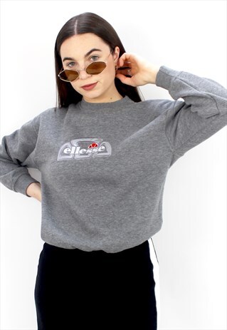 90'S RETRO GREY EMBROIDERED SWEATSHIRT