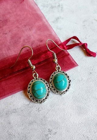 ANTIQUE-STYLE TURQUOISE EARRINGS