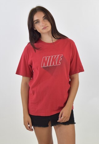 VINTAGE 90S RED NIKE CREW NECK T SHIRT