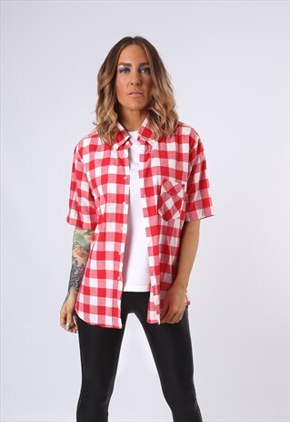 PRINT PATTERNED GINGHAM SHIRT OVERSIZED FITTED UK 10 (42B)