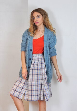 VINTAGE BLUE KNITTED BOYFRIEND CARDIGAN
