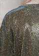 GOLDEN GLITTER TEE SHINY LUMINOUS FABRIC T-SHIRT GOLD GREEN
