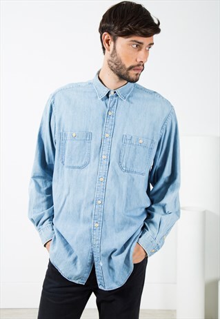 VINTAGE POLO RALPH LAUREN DENIM SHIRT / S4906