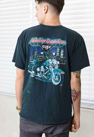 VINTAGE HARLEY-DAVIDSON CAFE T-SHIRT LOGO 90S XL 8.3