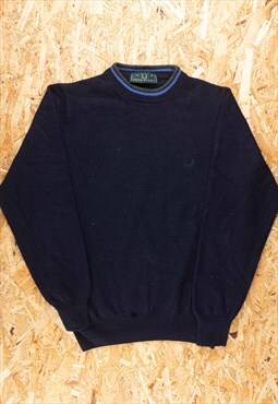 90s Fred Perry Blue Embroidered Small Logo Jumper - B2072