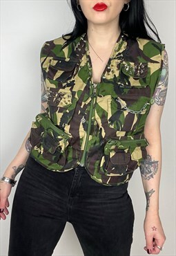 THE CHAIN - Reworked Vintage Camouflage studded vest