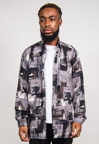 VINTAGE 90'S ABSTRACT PATTERN LONG SLEEVE SHIRT