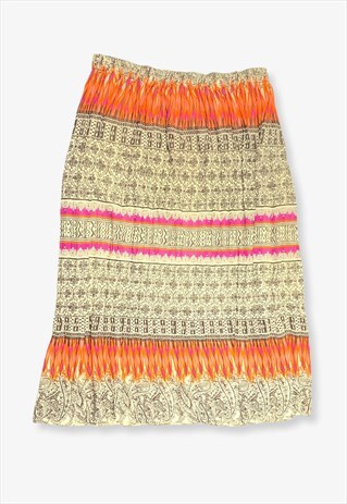 VINTAGE PATTERNED MIDI SKIRT BEIGE & ORANGE XL BV12596