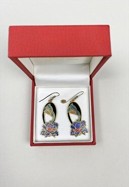 Revival 70's Vintage Earrings Ladies Butterly Floral Gold 