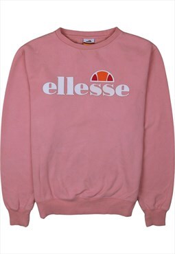 Vintage 90's Ellesse Sweatshirt Spellout Pink Medium