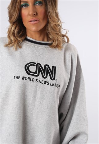SWEATSHIRT JUMPER OVERSIZED CNN NEWS LOGO UK 20 - 22 (D3T)
