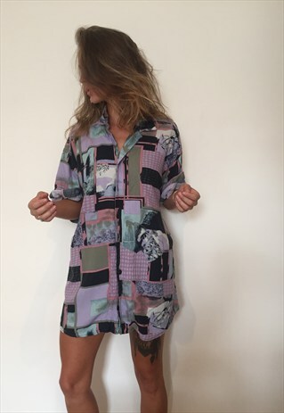 CRAZY PATTERNED OVERSIZED RETRO VINTAGE FESTIVAL SHIRT.